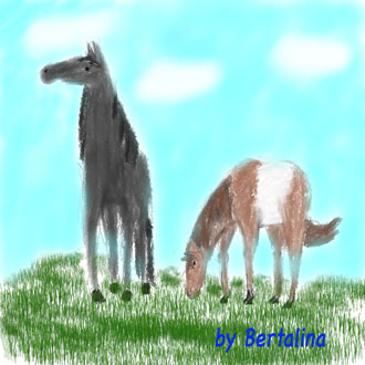 Horse in Garden by Bertalina