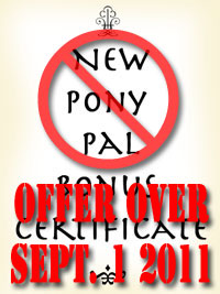 new pony pal bonus certificate