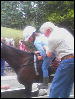 Pippa dismounting